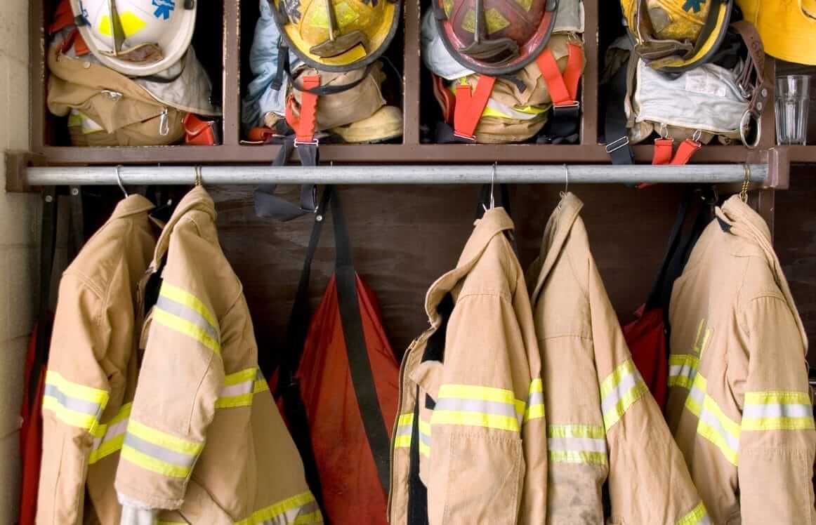 Firefighting gear hung up