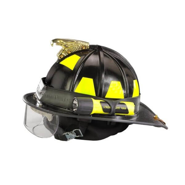 Rubber strap on a helmet